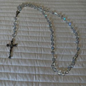 Rosary of crystals and silver chain that shines beautifully! 31", vintage, Italy
